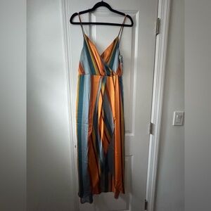 Lulu's Vibrant Striped Maxi Dress in Orange and Blue